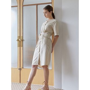 POCKET LINEN DRESS BEIGE