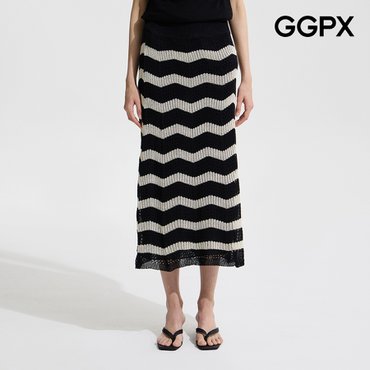 GGPX 지그재그 펀칭 니트 스커트 (GP6SK019F)