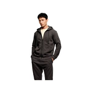 2-Way Logo Zip-up Hoodie_Charcoal