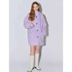 Boucle Herringbone Half Wool Coat Lavender