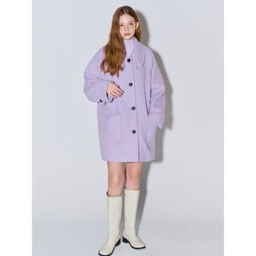 오프닝선샤인 Boucle Herringbone Half Wool Coat Lavender