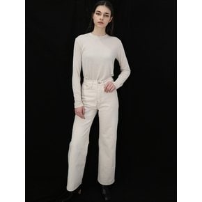 하이웨스트 생지 크림 면바지_ High waist Cream Cotton PT