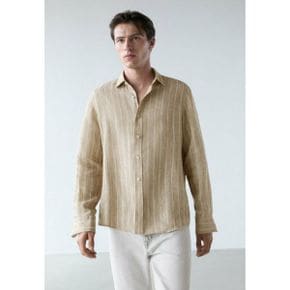 5085863 Massimo Dutti PINSTRIPE - Shirt beige