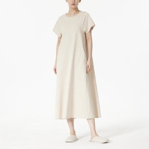 JAJU 여 코튼 블렌디드 반팔 파자마 원피스(BEIGE / SKY BLUE / BLACK)