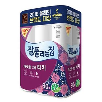  3겹 롤 잘풀리는집 터치 화장지 30롤 두루마리 휴지