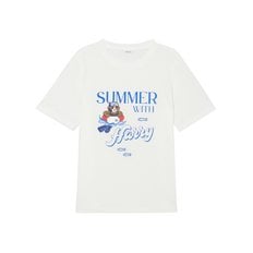 [24SS] [HAZZYS HARRY] 이트 프린트배색 면 반팔티셔츠 HSTS4BL33WT