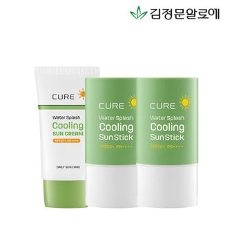 김정문알로에 큐어 쿨링선스틱 2개+쿨링선크림40ml 1개