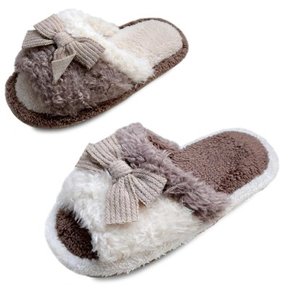 kami et muse Knit ribbon fur slippers_KM22w164