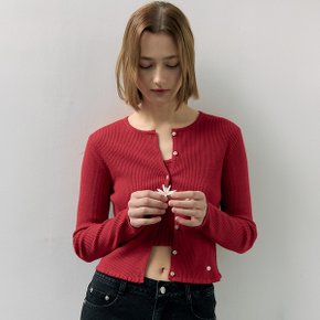 SHIRRING SLEEVELESS CARDIGAN SET RED