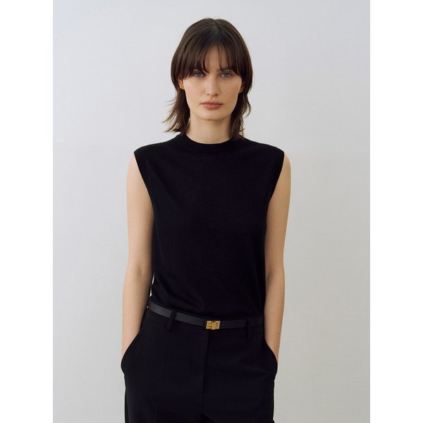 Silk Cashmere Sleeveless Knit Top Black
