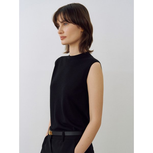Silk Cashmere Sleeveless Knit Top Black