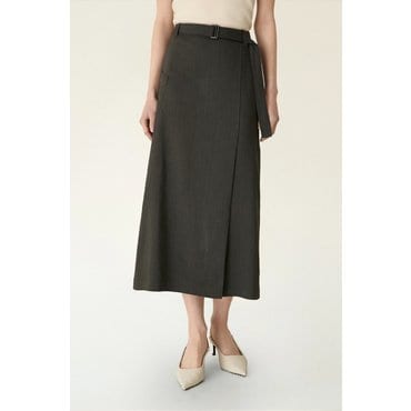 DKNY (시즌오프30%)린넨 벨티드 스커트 (DW2F3WSC364L)