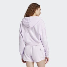 여성 데일리 봄가을 후드 크롭 티셔츠 IS6995 에센셜 3스트라이프 프렌치 테리 크롭 후드티