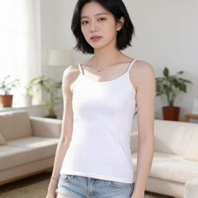 여성 Slim 끈나시 사방스판 이너티 레이어드 언더웨어 홈웨어 상의