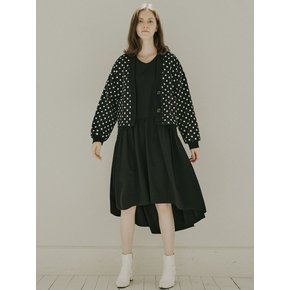 Dot Jacquard Knit Cardigan - Black