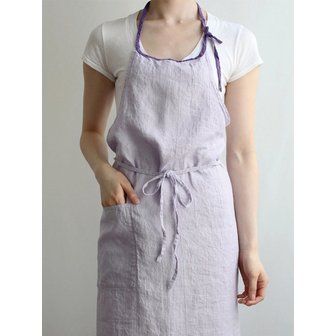 리노에리나 linoelina 리투아니아 린넨 에이프런 앞치마 라운드넥 타입 (라일락)
