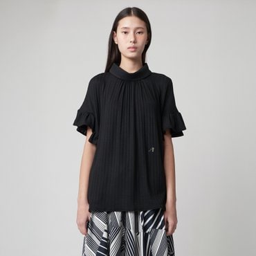 애스플래폼 AW51TH01 백 스트랩 러플 슬리브 탑_블랙