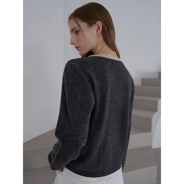 시어 레이어드 울 100 스웨터 - 블랙