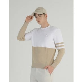[25SS] 베이지 남성 조직 컬러블럭 풀오버 HUSW5A214I2