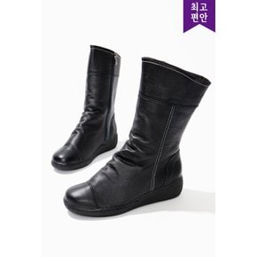 4cm 국내생산 소가죽 고무창 털기모 겨울 하프부츠 111613