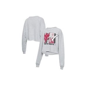 4537770 Junk Food Womens Heathered Gray Chicago Bulls NBA x MTV I Want My Cropped Fleece P