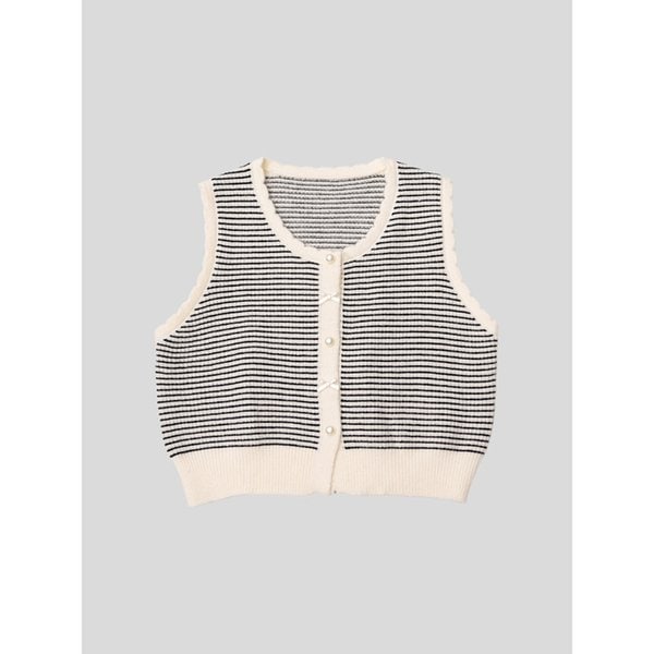 DD_Stripe pearl button knit vest_2color