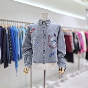 크롭 페인팅 찡 데님 블라우스 MN05BL010
