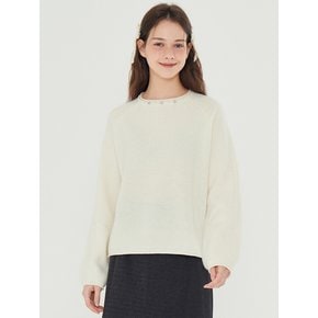 MET jewelry neck wool knit ivory