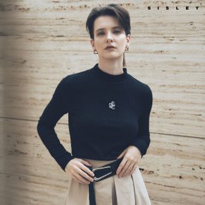 [런칭가99,000원]25FW 시슬리 쥬얼 로고 모크넥  니트1종