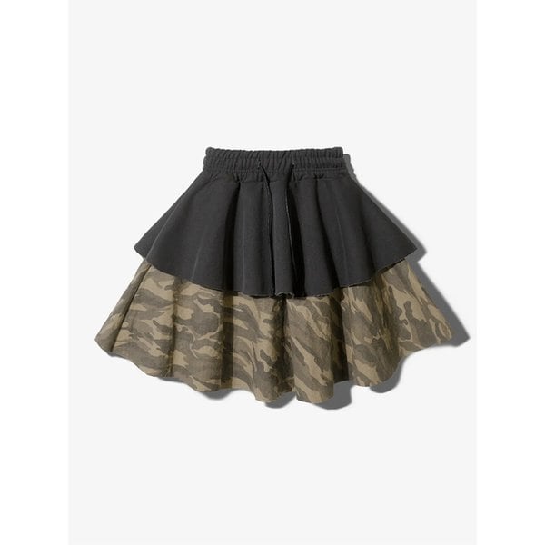 CAMO TIERED MINI SKIRT - PIGMENT BLACK