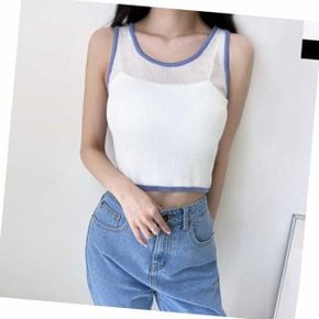 잔골지 투톤 니트나시 5장 여성민소매티 여름나시 여자나시