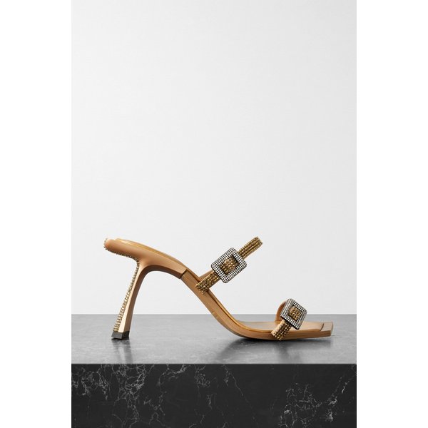 베네데따 부르치케스 에바 크리스털 장식 메탈릭 실크 새틴 뮬 골드 1647597305654947