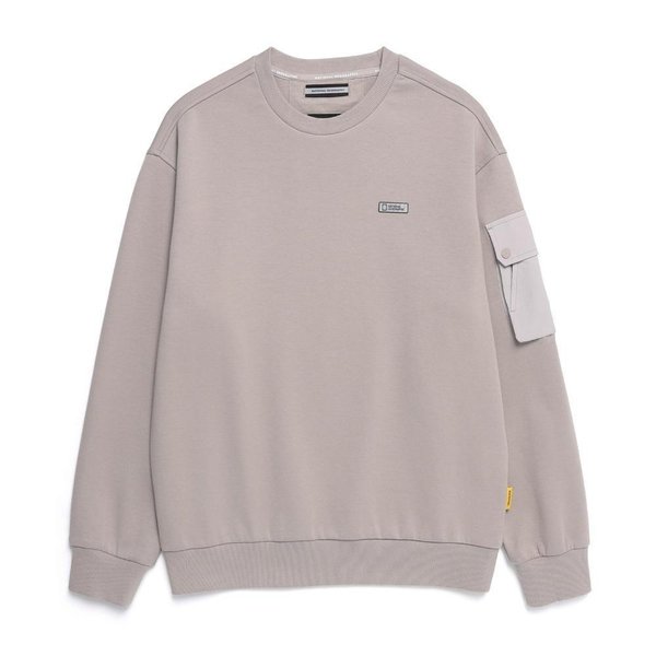 [여주점] N251USW100 NRN 소매포켓 세미오버핏 맨투맨 OAK BEIGE