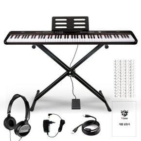 88건반 교습용 전자피아노 안젤리아-블랙 (스탠드+헤드셋+페달+음표스티커포함)