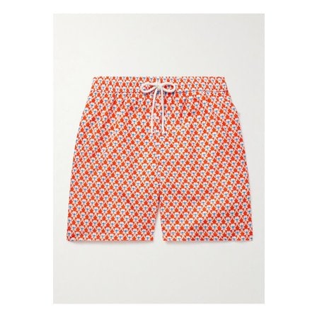 ANDERSON & SHEPPARD 앤더슨 앤 셰퍼드 슬림핏 스트레이트 미드 렝스 프린트 스윔 쇼츠 오렌지 46376663162850709