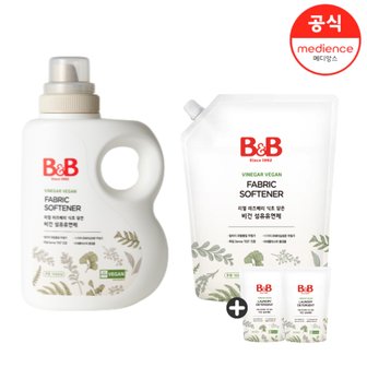 비앤비 비건 섬유유연제 1500ml 용기형 1입+리필형 1입+비건 800ml 세제 2