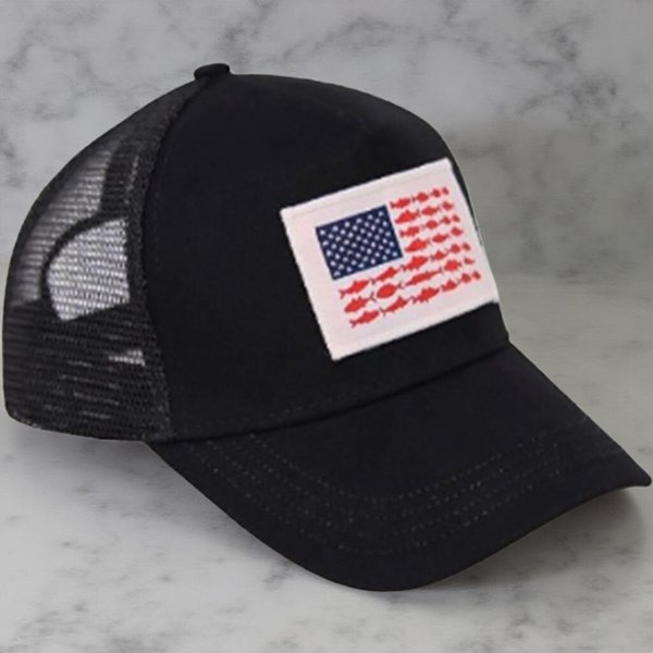 [옷자락] 남성 미국 UAS 국기 패치 메쉬 캡 야구모자