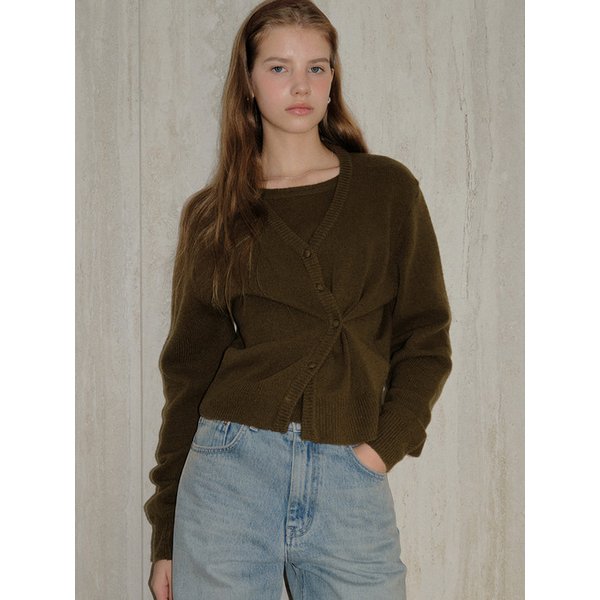 comos 1637 layered two-way crop knit (dark olive)