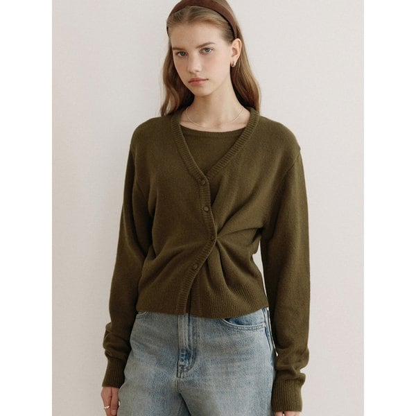 comos 1637 layered two-way crop knit (dark olive)