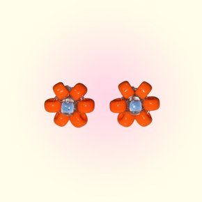 Tangerine Flower Beads Earring