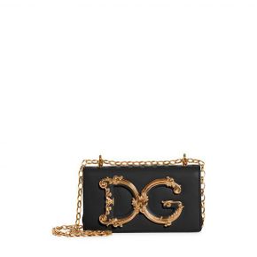 우먼 Dolce&Gabbana 걸즈 로고 레더 폰 크로스백 숄더백 Nero 9280137 96310798