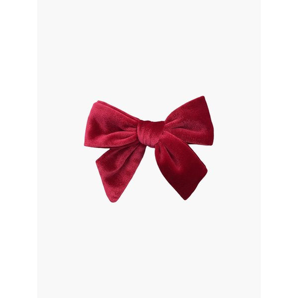 꼴레뜨 벨벳 리본 중간 집게핀(Black/Red)