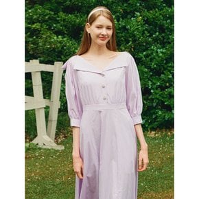 LEINA Deep Vneck Collar Flared Dress_Purple