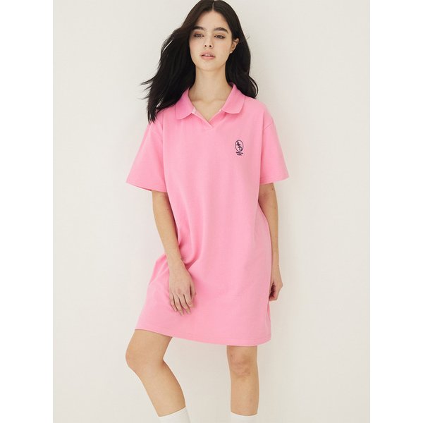 카라 피케 원피스 핑크