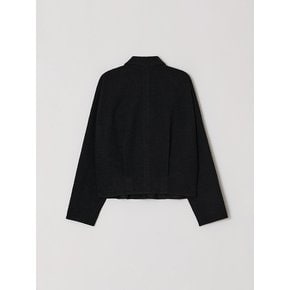 Textured wool cropped shirt (Black)