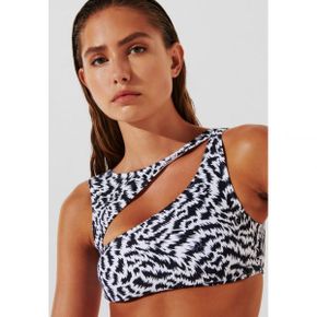 4482278 KARL LAGERFELD ASYMMETRICAL - Bikini top animal elektrika black pattern 75010604