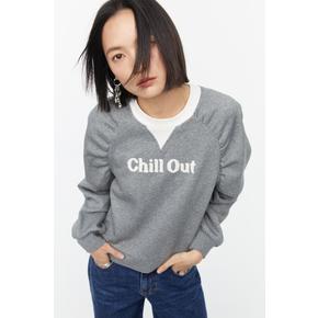 레터링 디테일 스웨트셔츠 그레이 멜란지/Chill Out 1221895001