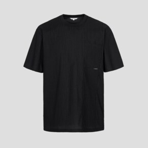 SS24[BC4642C465]화섬 포켓 라운드넥 티셔츠 - 블랙