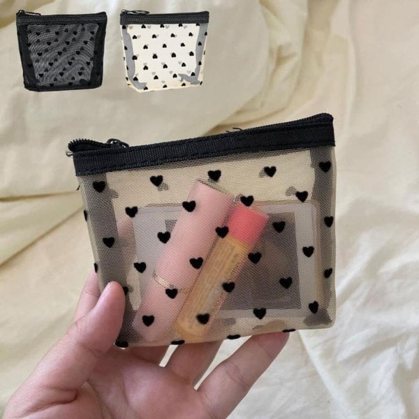 [옷자락] 여자 데일리 화장품 메쉬 보관 미니멀 지퍼 파우치