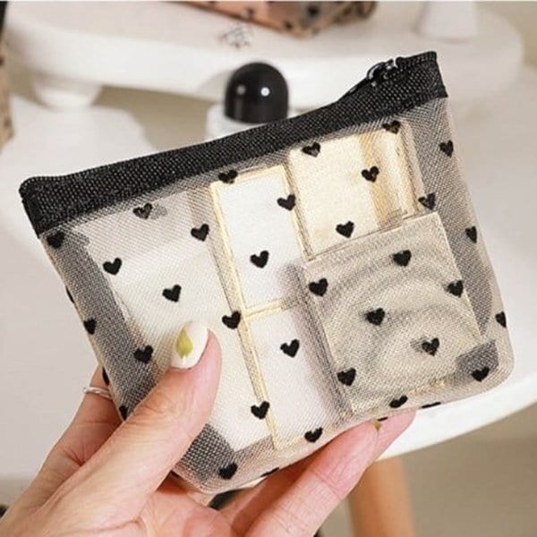 [옷자락] 여자 데일리 화장품 메쉬 보관 미니멀 지퍼 파우치